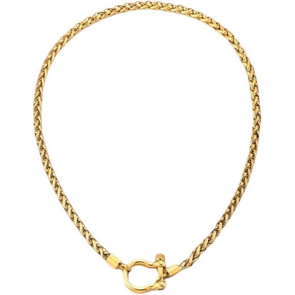 18K Gold Plated Horseshoe Carabiner Clasp Pendant Necklace - Picture 7 of 11